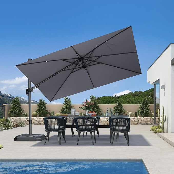 PURPLE LEAF Ombrellone da Giardino Rettangolare inclinabile economico,con Base