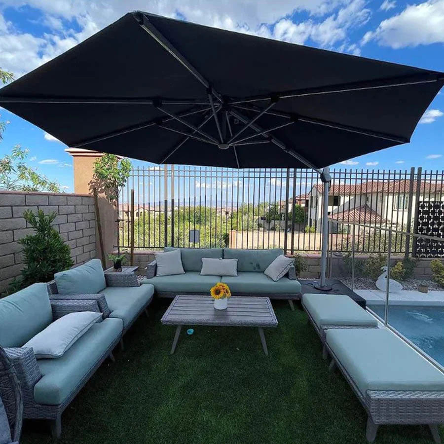 PURPLE LEAF Ombrellone Rotondo da Giardino , Doppio Top e Luci