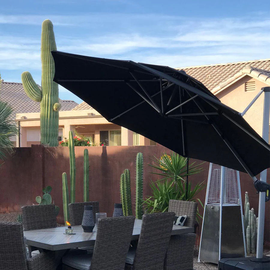 PURPLE LEAF Ombrellone Classico da Giardino Rotondo con Doppia Top e Rotazione a 360 Gradi ,con Base