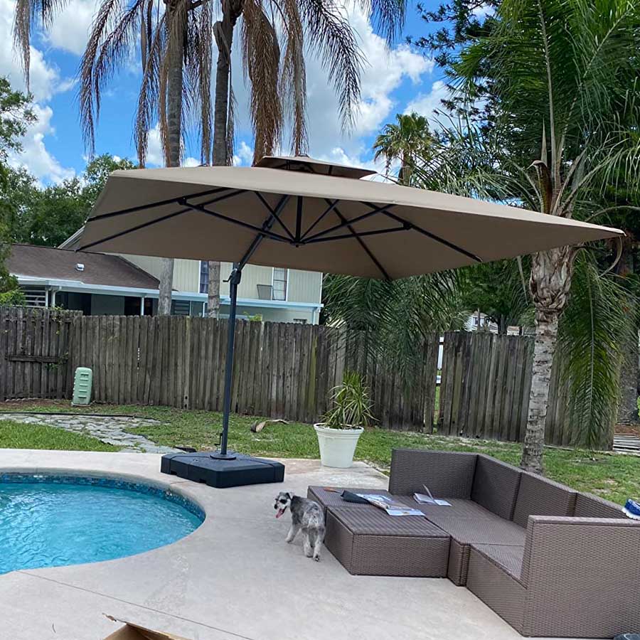 PURPLE LEAF Ombrellone doppio Top Quadrato per Giardino