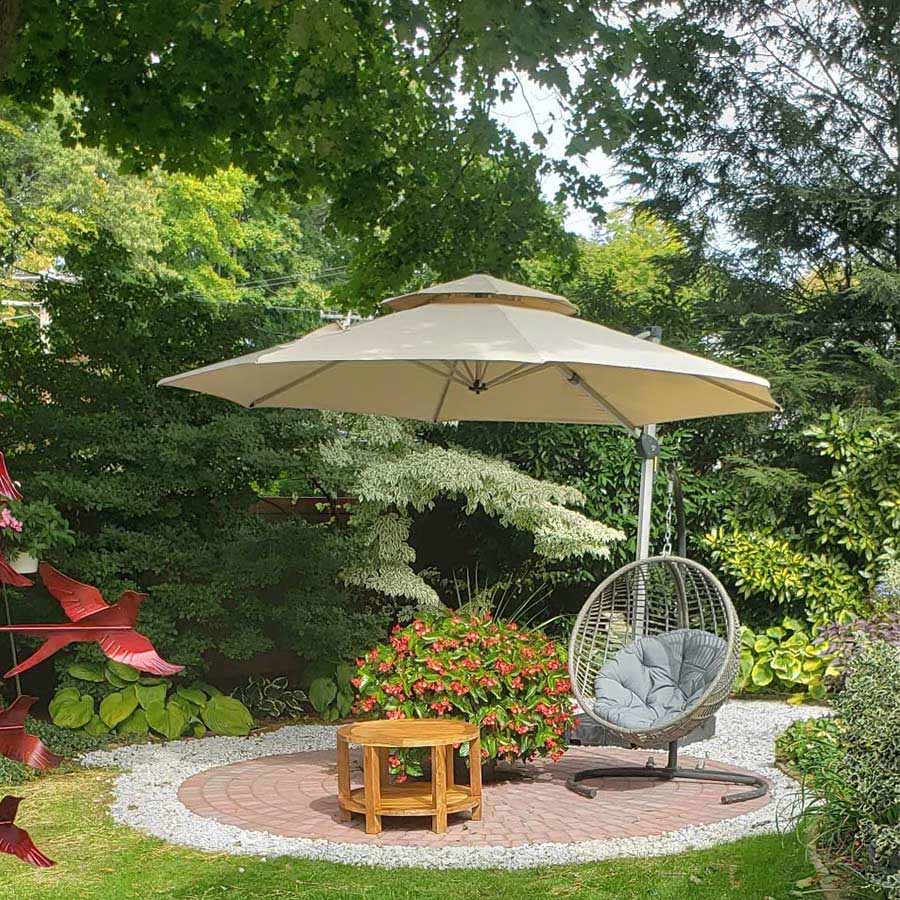 PURPLE LEAF Ombrellone Classico da Giardino Rotondo con Doppia Top e Rotazione a 360 Gradi ,con Base