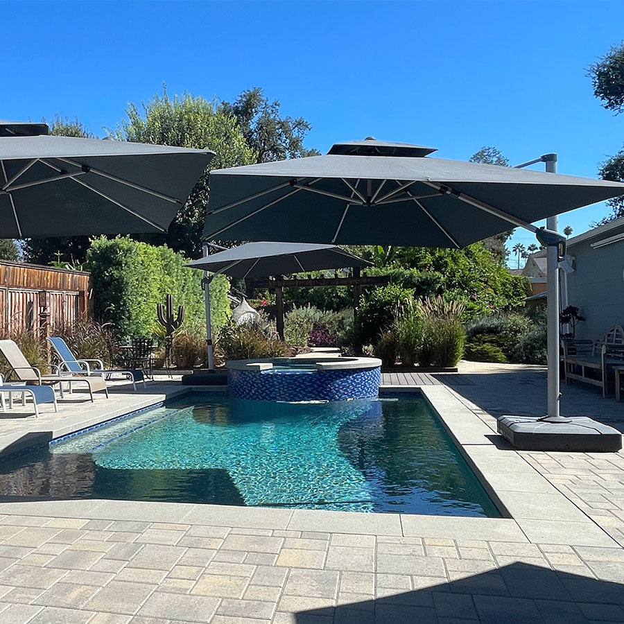 PURPLE LEAF Ombrellone Classico da Giardino Quadrato con Doppia Top e Rotazione a 360 Gradi ,con Base