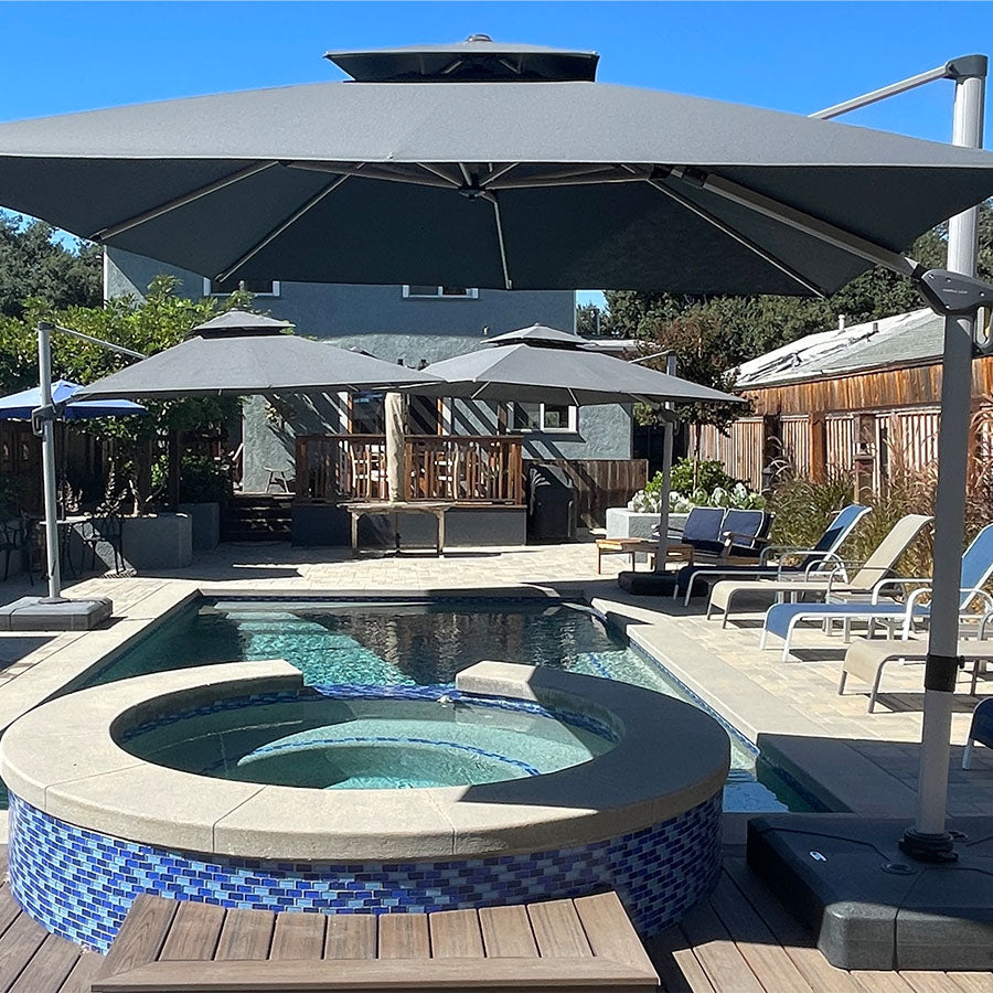 PURPLE LEAF Ombrellone Classico da Giardino Quadrato con Doppia Top e Rotazione a 360 Gradi ,con Base