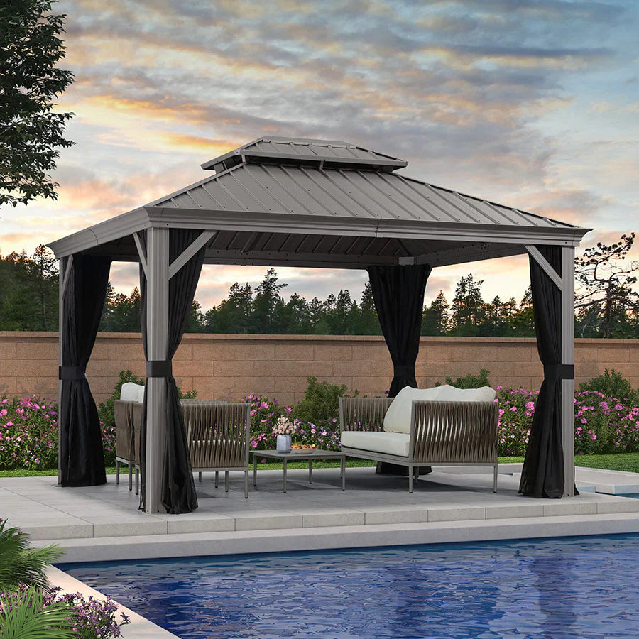 Gazebo tetto rigido 3x3 - Outsunny Gazebo da Giardino 3x3m in Alluminio con Zanzariera,...Gazebi alluminio (2026) al miglior prezzo