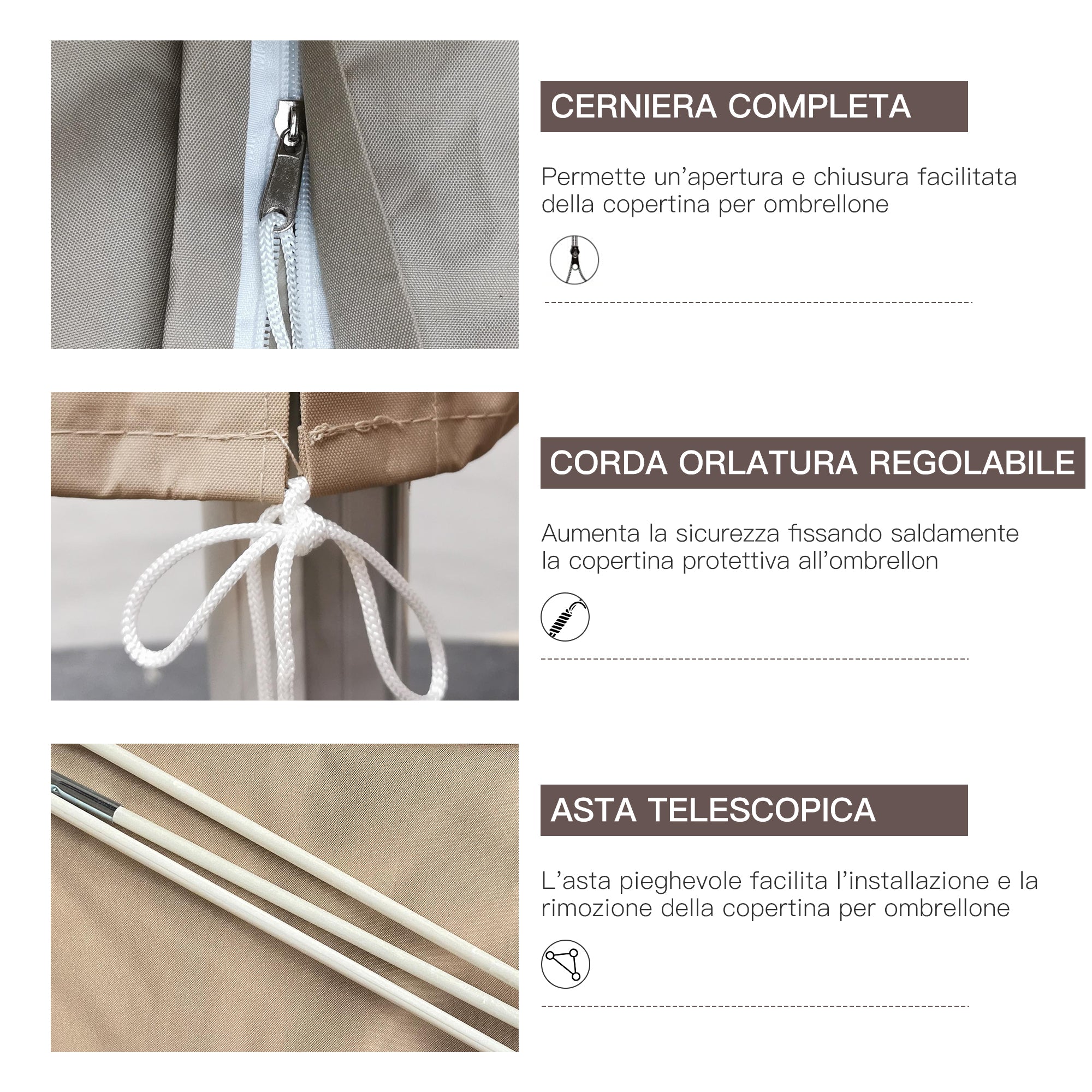 PURPLE LEAF copertina per ombrellone con cerniera per esterni