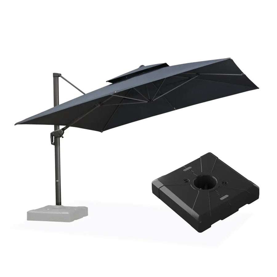 PURPLE LEAF Ombrellone da Giardino a sbalzo , Ombrellone da Esterno con palo Grigio,Rotazione a 360° e 6 livelli di Regolazione dell'altezza ,Con Base