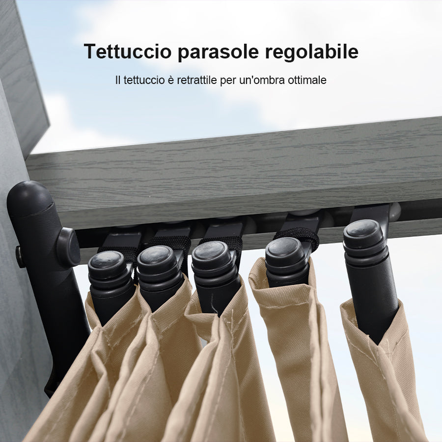 PURPLE LEAF Pergola Alluminio Pergolato da Giardino con Tetto ha Scomparsa Per Giardino Pergolati Terrazzo