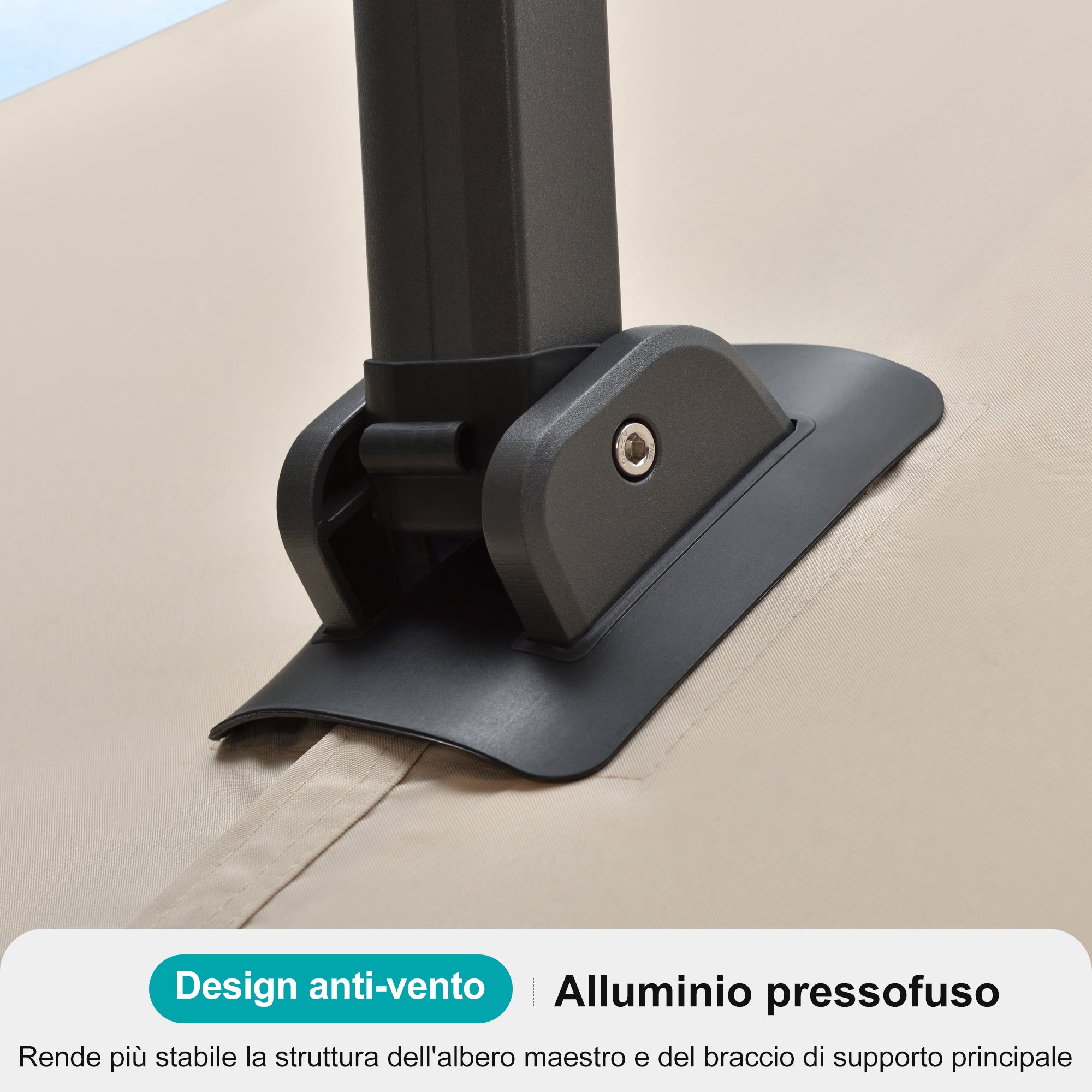 PURPLE LEAF Grande Ombrellone da Giardino in Alluminio,Rotazione a 360° e 5 livelli di Regolazione dell'altezza