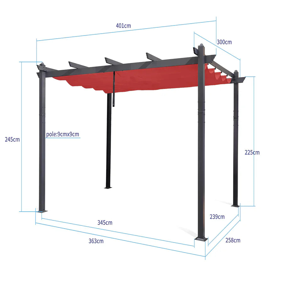 PURPLE LEAF Pergola Alluminio Pergolato da Giardino con Tetto ha Scomparsa Per Giardino Pergolati Terrazzo
