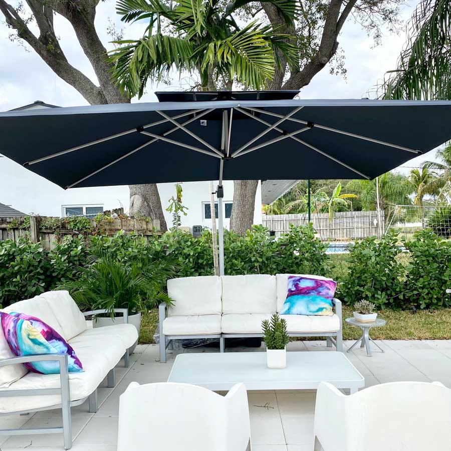 PURPLE LEAF Ombrellone Classico da Giardino Rettangolare con Doppia Top e Rotazione a 360 Gradi