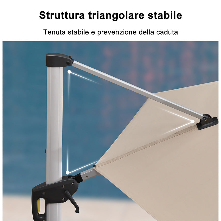 PURPLE LEAF Ombrellone Classico da Giardino Rotondo con Doppia Top e Rotazione a 360 Gradi ,con Base