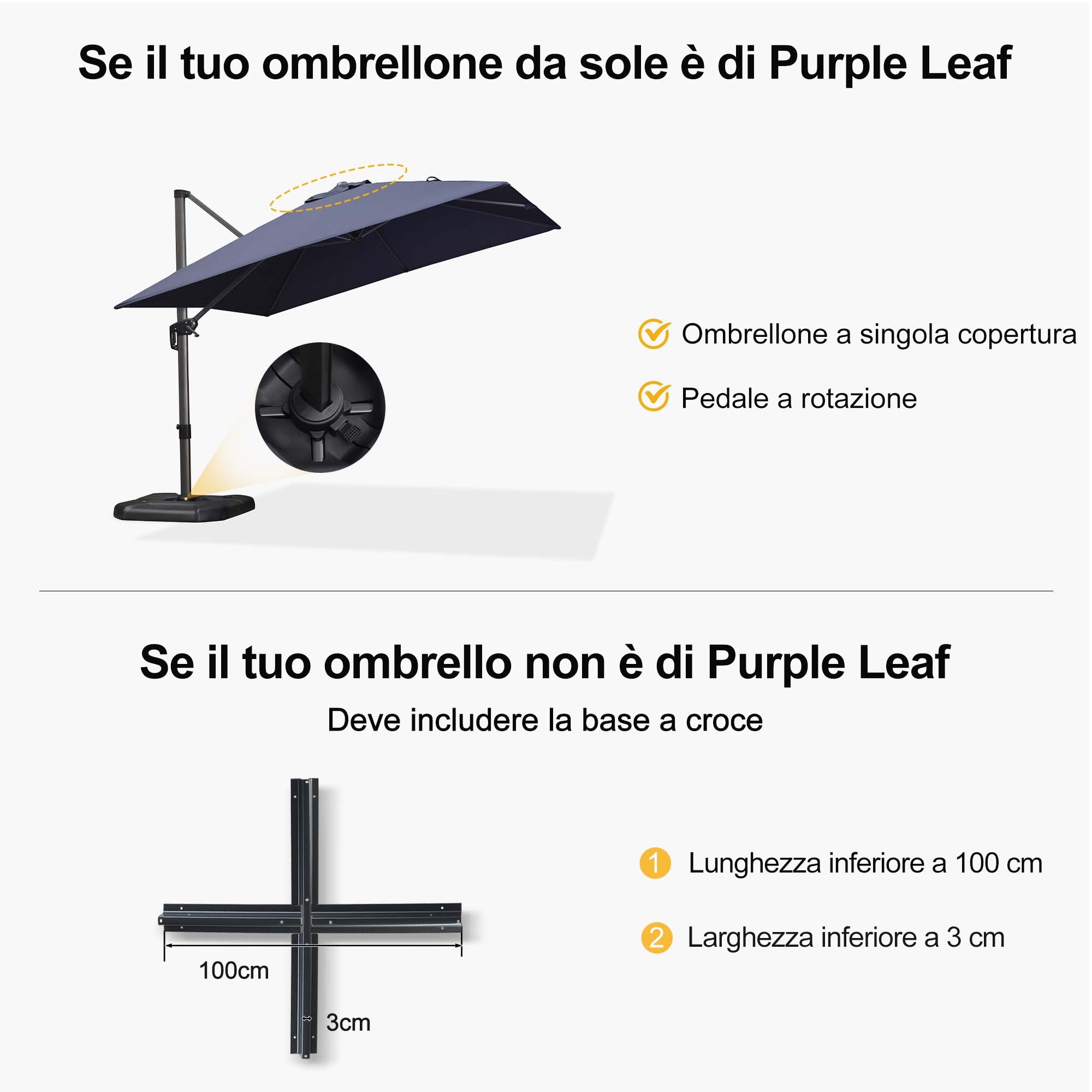 PURPLE LEAF Base per Ombrellone Economico ZY04BSSBL-150-NEW