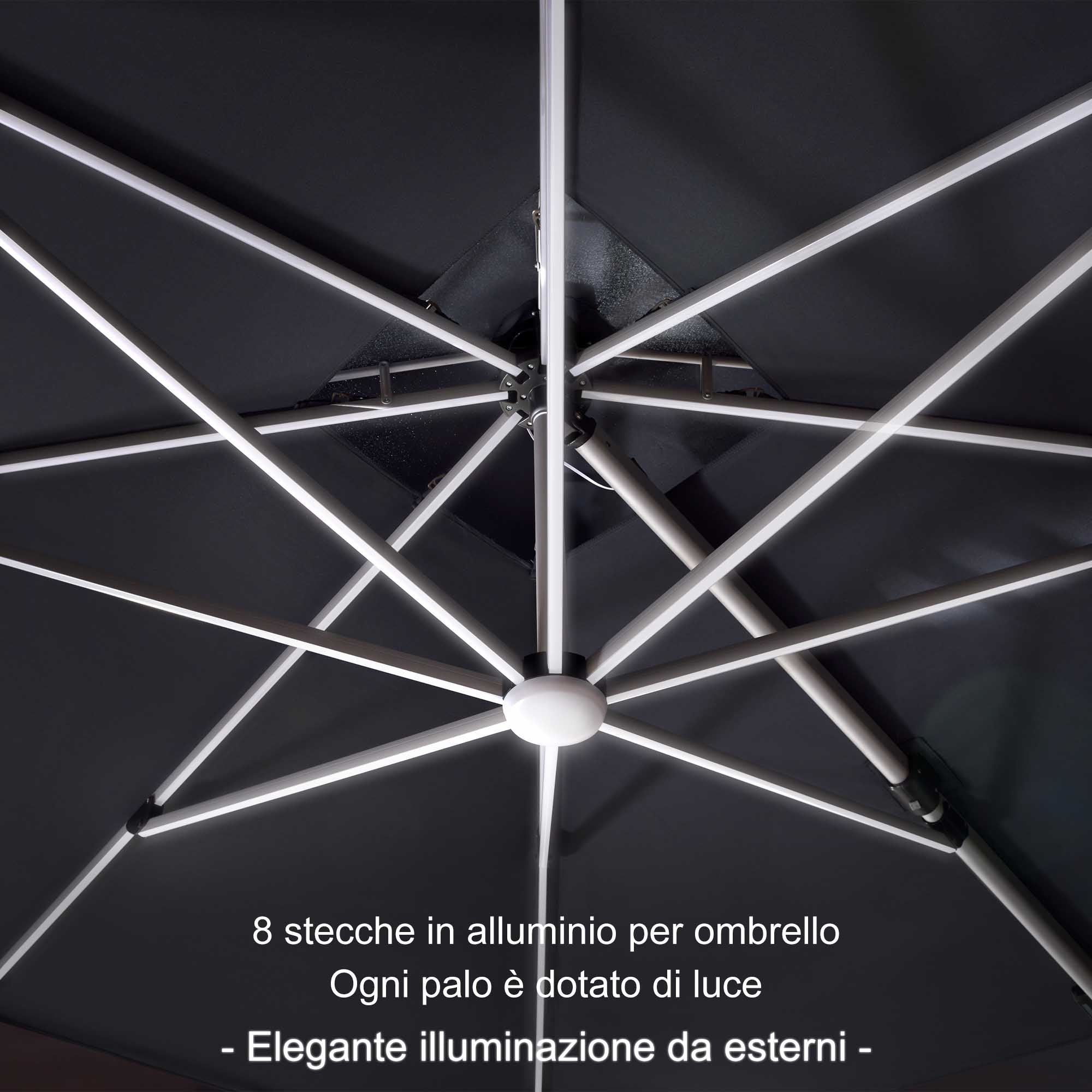 PURPLE LEAF Ombrellone Rotondo da Giardino , Doppio Top e Luci