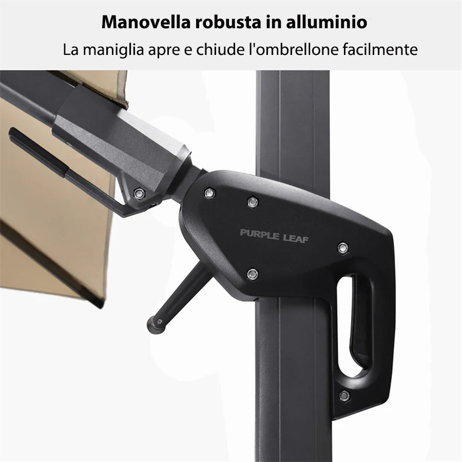 PURPLE LEAF Ombrellone da Giardino Quadrato inclinabile economico ,con Base