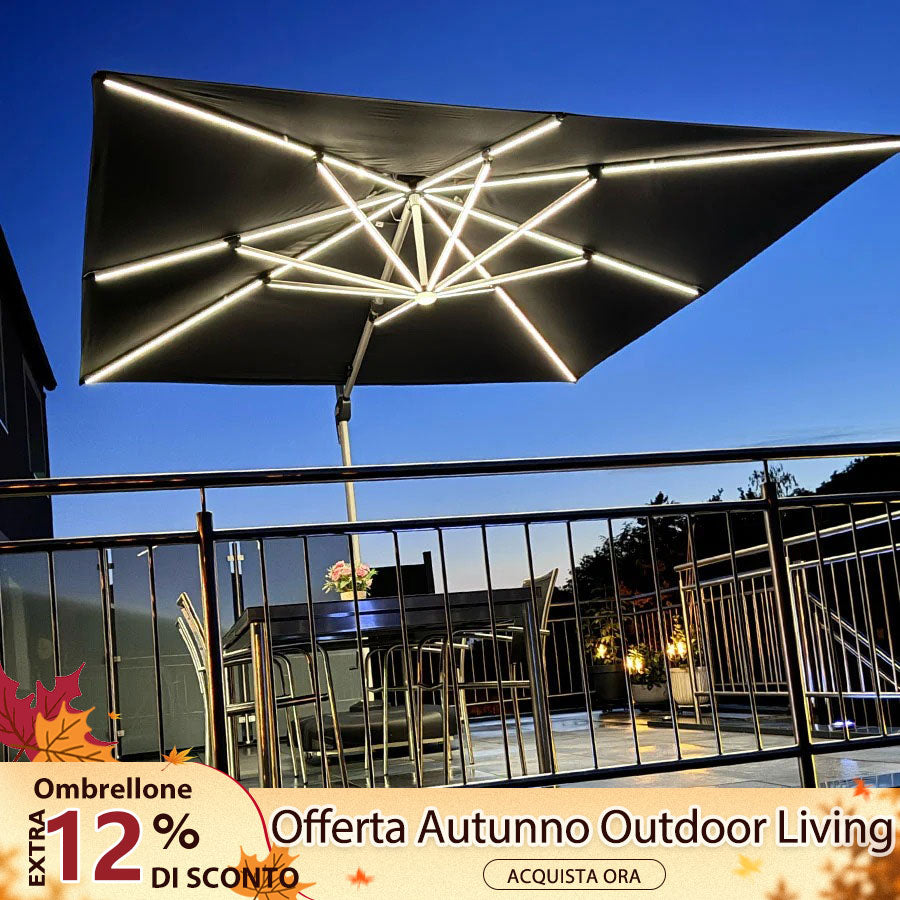PURPLE LEAF Ombrellone Quadrati da Giardino con Doppio Top e luci