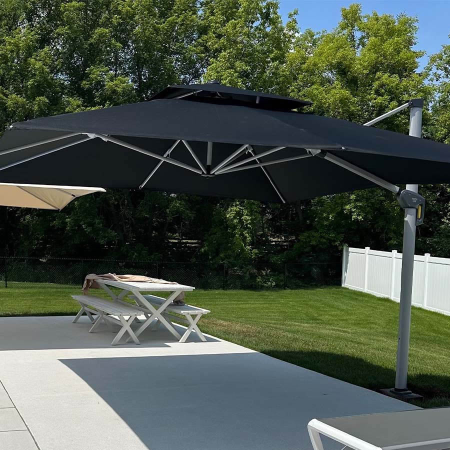 PURPLE LEAF Ombrellone Classico da Giardino Quadrato con Doppia Top e Rotazione a 360 Gradi ,con Base