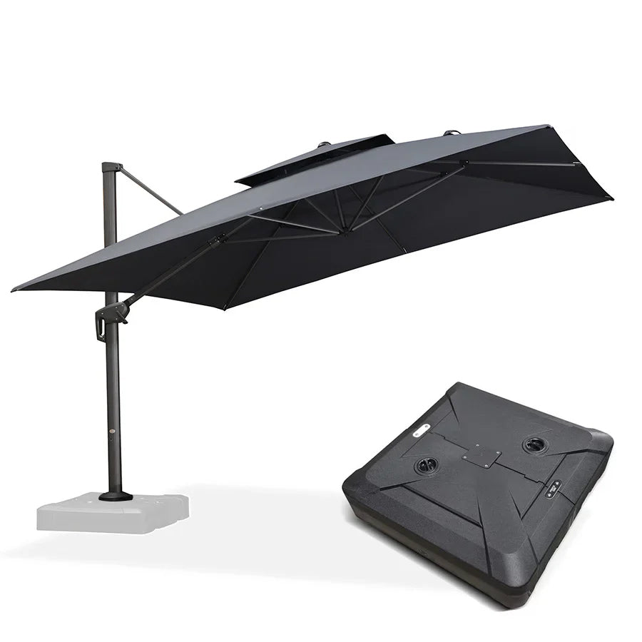 PURPLE LEAF Ombrellone doppio Top Quadrato per Giardino,con Base