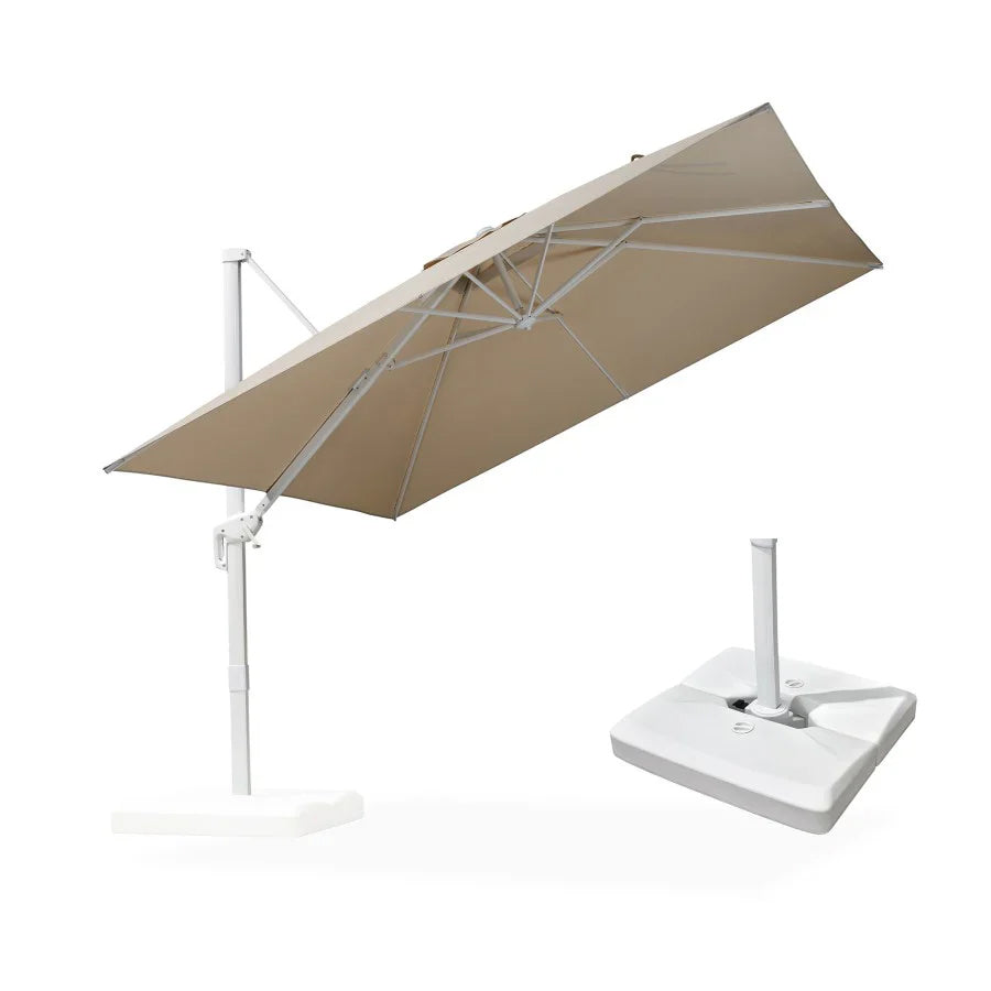 PURPLE LEAF Ombrellone da Giardino Bianco, Grande e Conveniente ,con Base