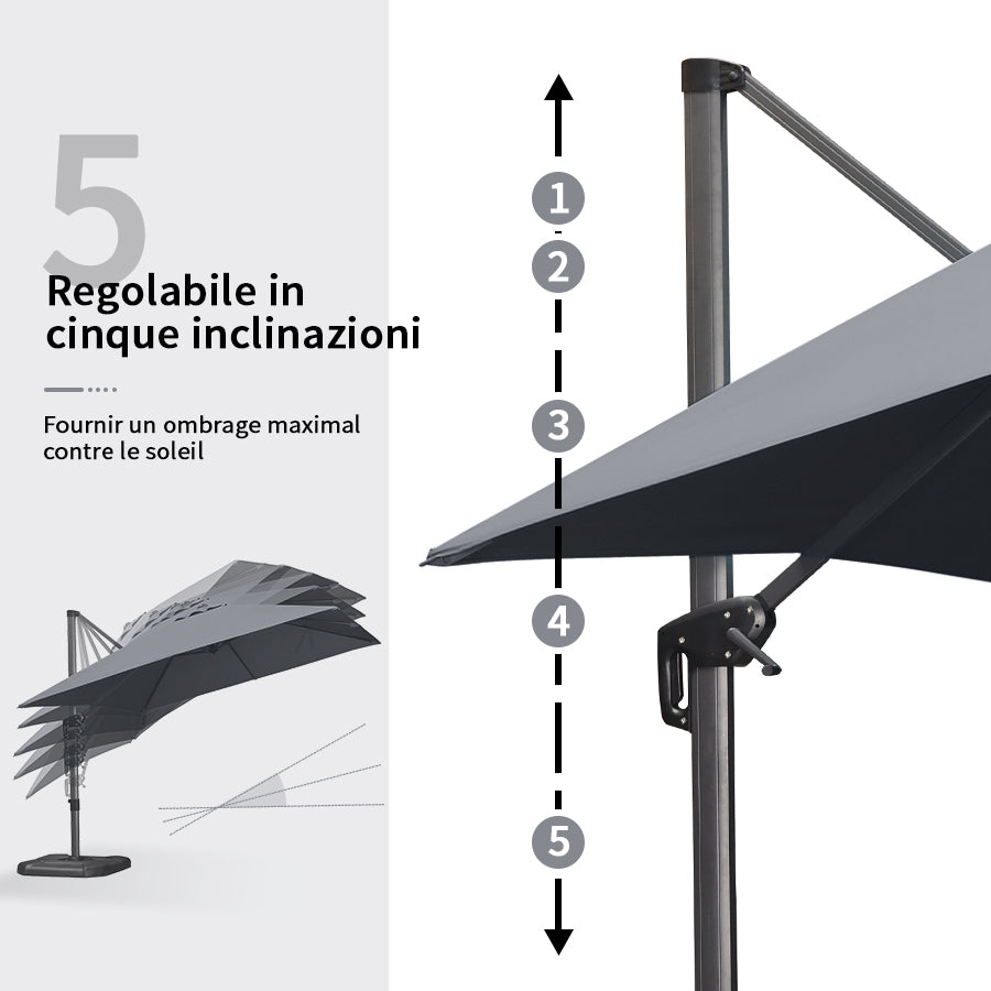 PURPLE LEAF Ombrellone da Giardino Rettangolare inclinabile economico,con Base