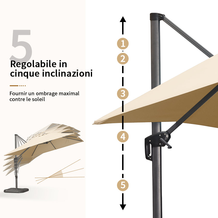 PURPLE LEAF Ombrellone da Giardino Rettangolare inclinabile economico,con Base