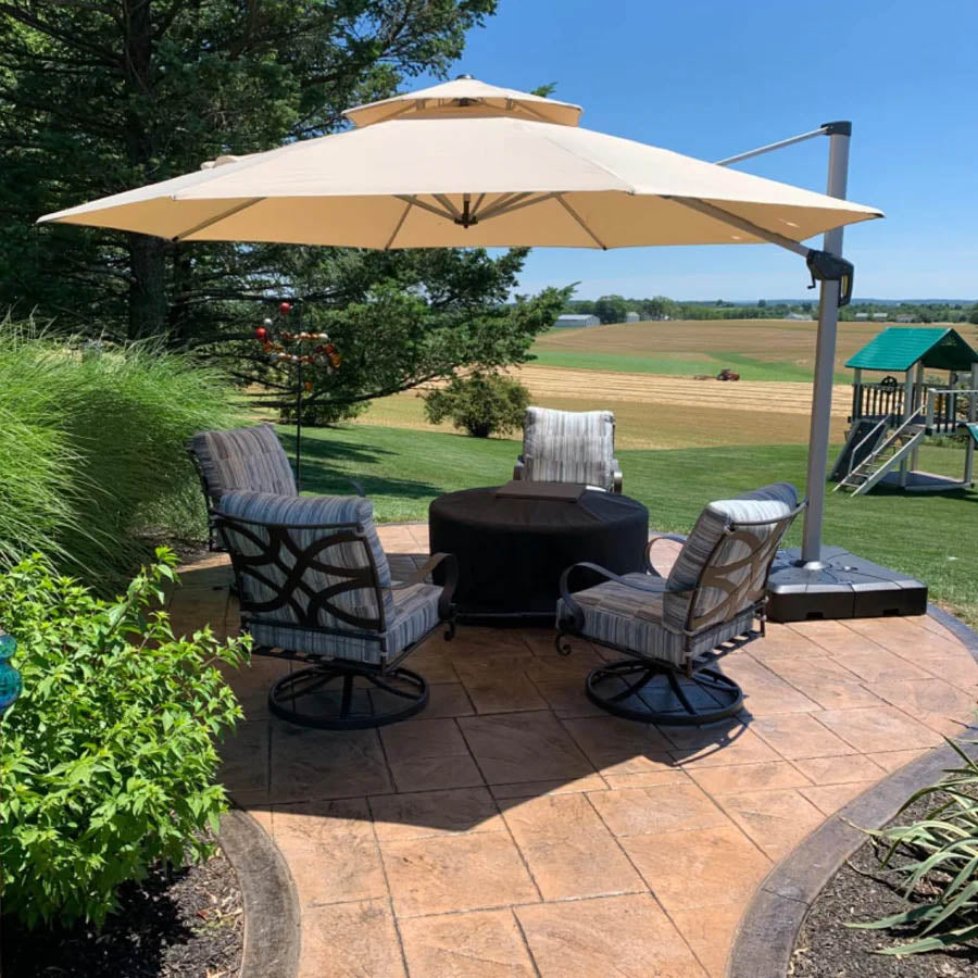 PURPLE LEAF Ombrellone Classico da Giardino Rotondo con Doppia Top e Rotazione a 360 Gradi ,con Base