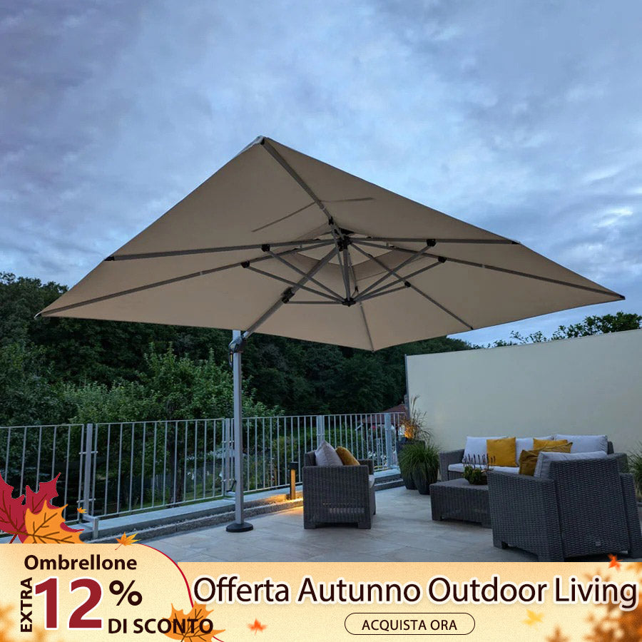 PURPLE LEAF Ombrellone Classico da Giardino Rettangolare con Doppia Top e Rotazione a 360 Gradi