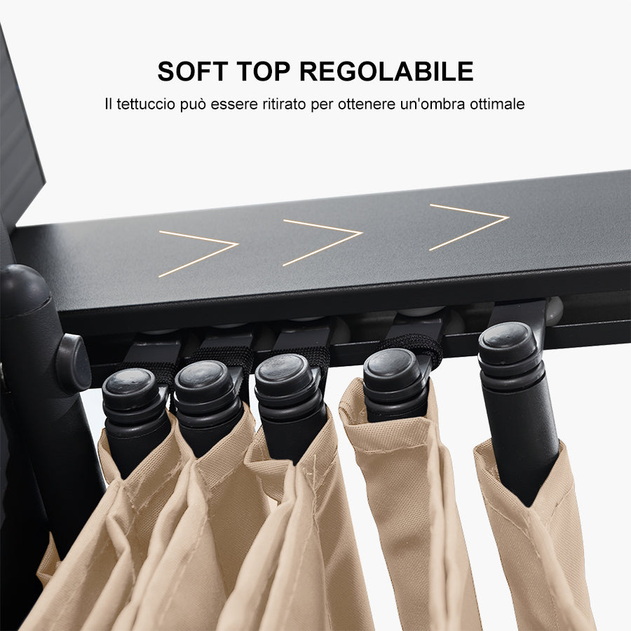 PURPLE LEAF Pergola Alluminio Pergolato da Giardino con Tetto ha Scomparsa Per Giardino Pergolati Terrazzo