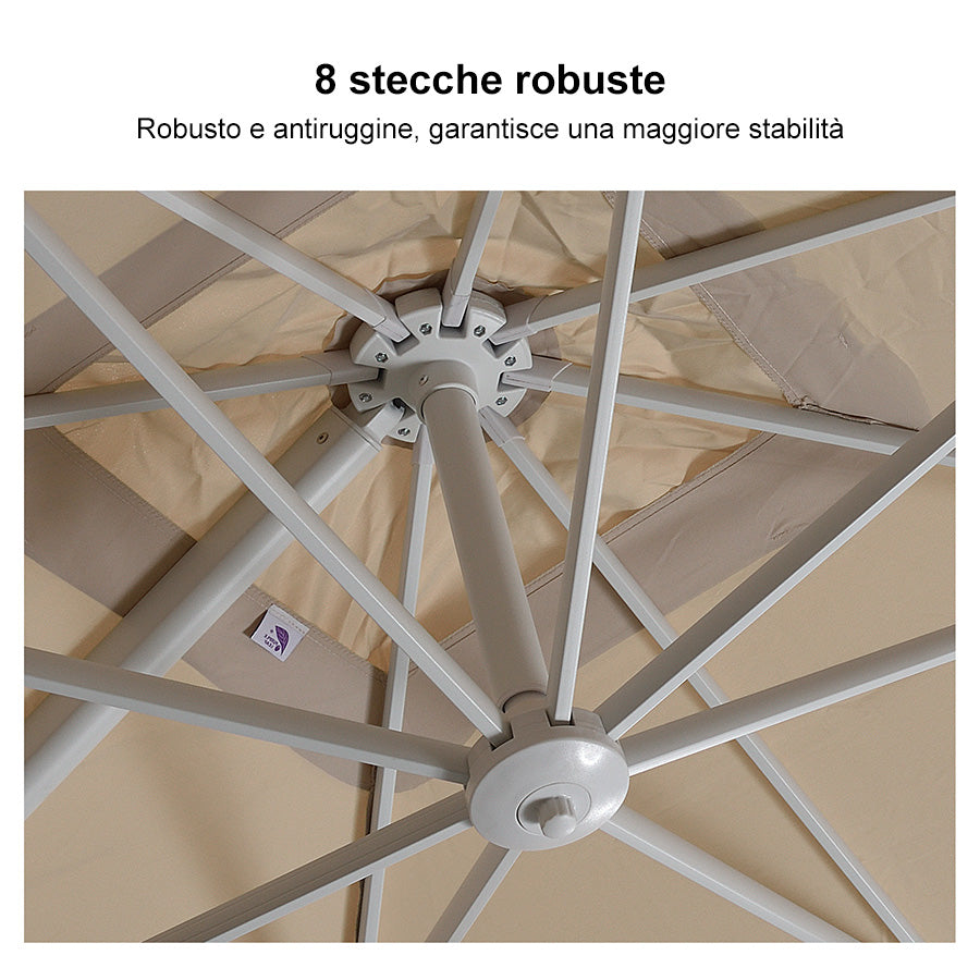 PURPLE LEAF Ombrellone da Giardino Bianco, Grande e Conveniente ,con Base