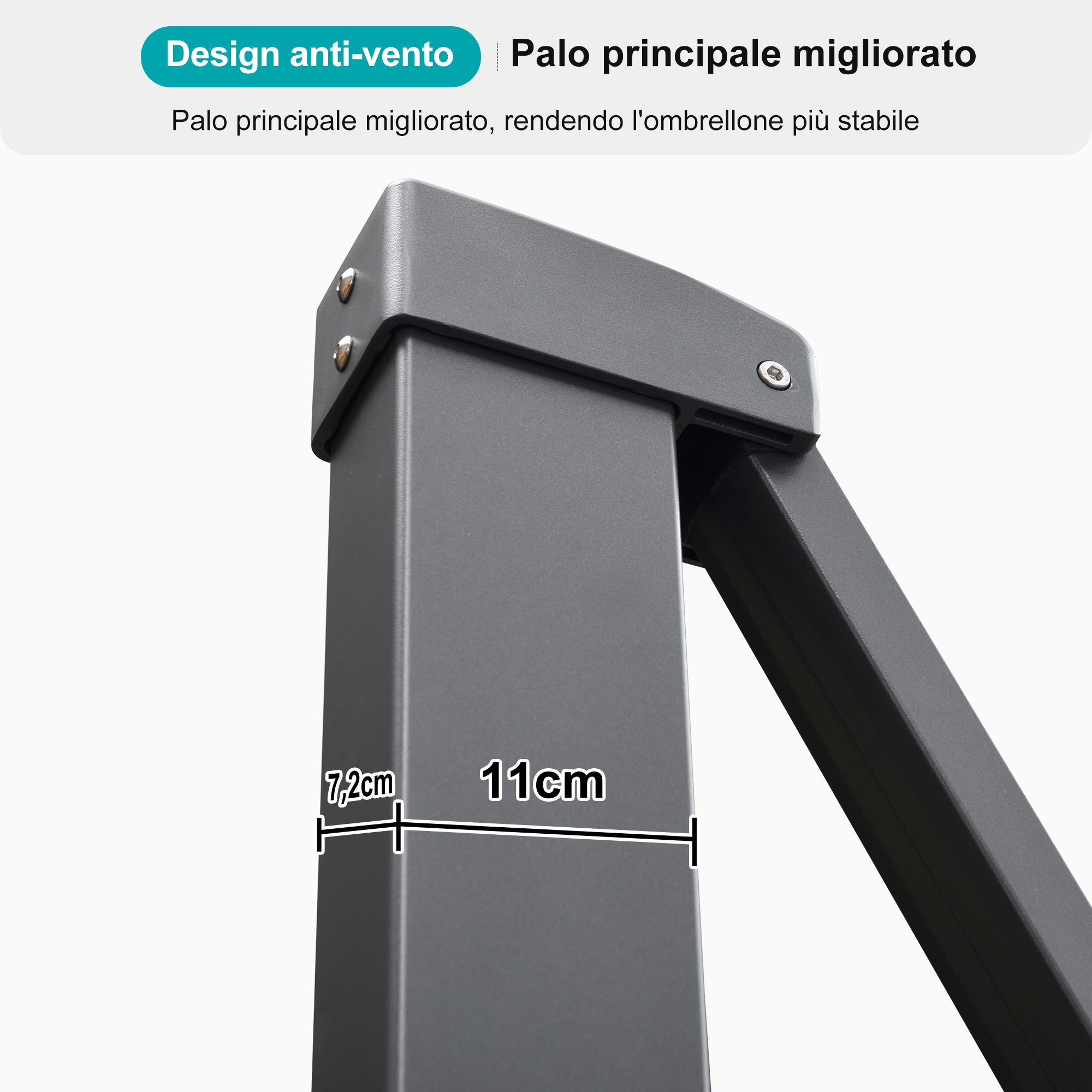 PURPLE LEAF Grande Ombrellone da Giardino in Alluminio,Rotazione a 360° e 5 livelli di Regolazione dell'altezza