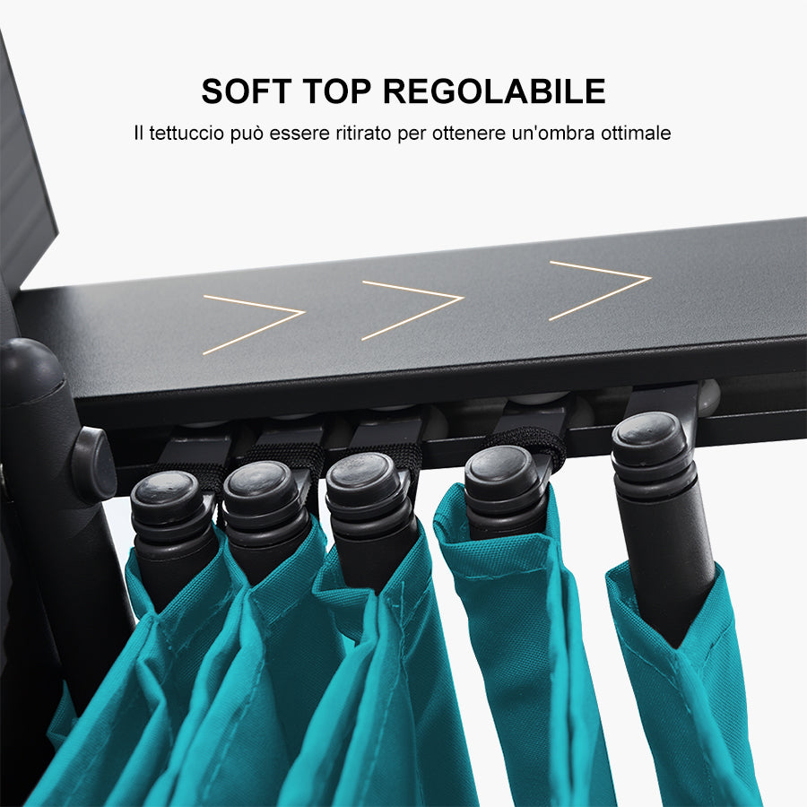 PURPLE LEAF Pergola Alluminio Pergolato da Giardino con Tetto ha Scomparsa Per Giardino Pergolati Terrazzo