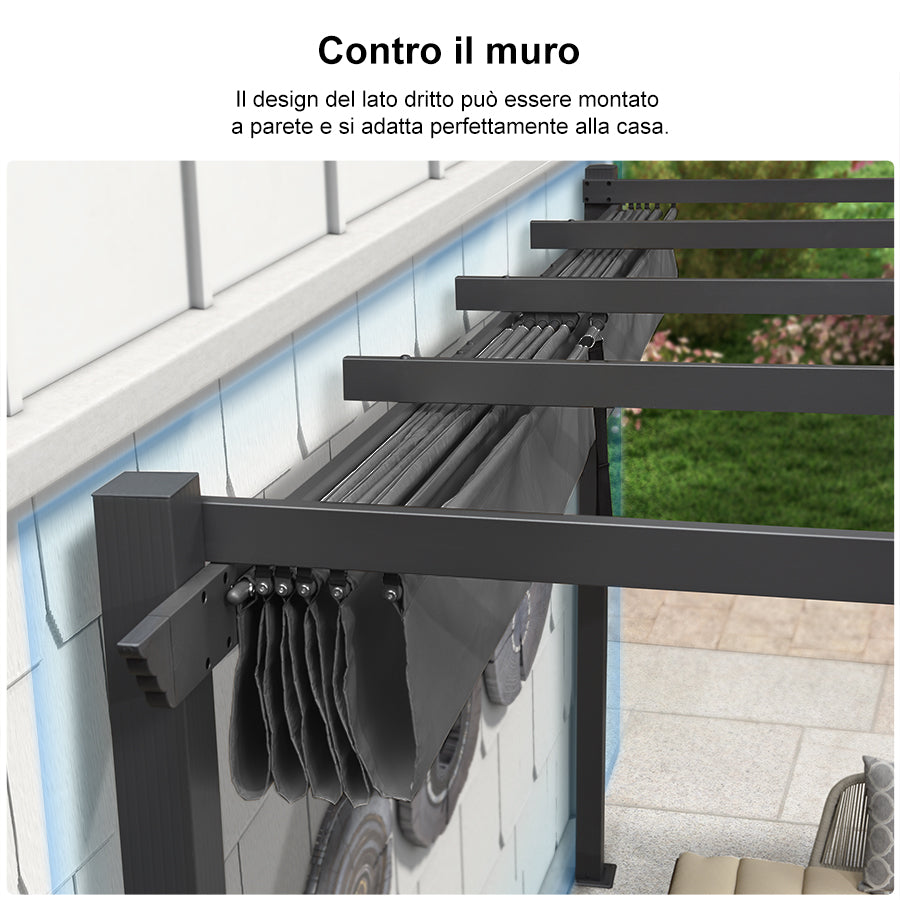 PURPLE LEAF Pergola Alluminio Pergolato da Giardino con Tetto ha Scomparsa Per Giardino Pergolati Terrazzo