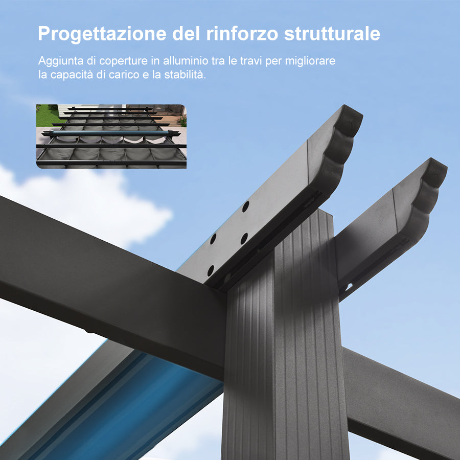 PURPLE LEAF Pergola Alluminio Pergolato da Giardino con Tetto ha Scomparsa Per Giardino Pergolati Terrazzo
