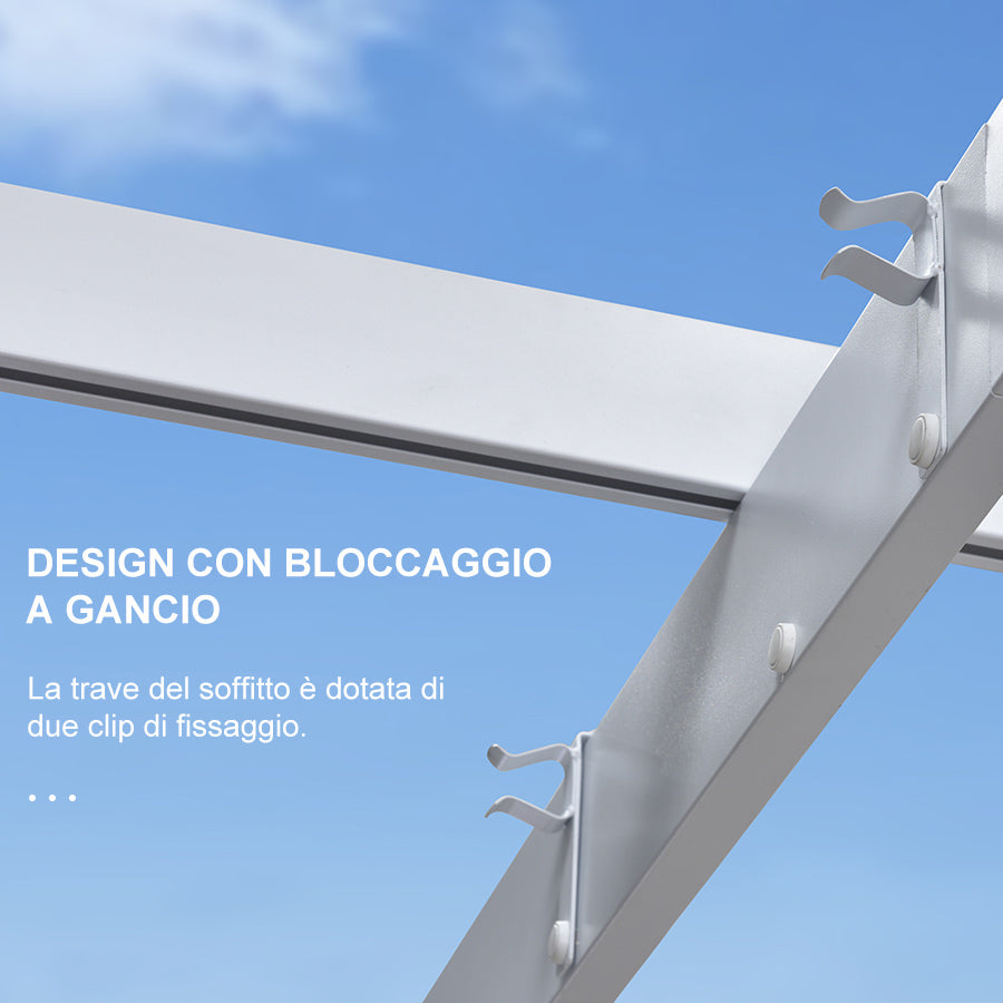 PURPLE LEAF Pergola Retrattile da Esterno con Doppio Parasole in Alluminio Resistente Bianco per Patio Terrazza Giardino Moderno