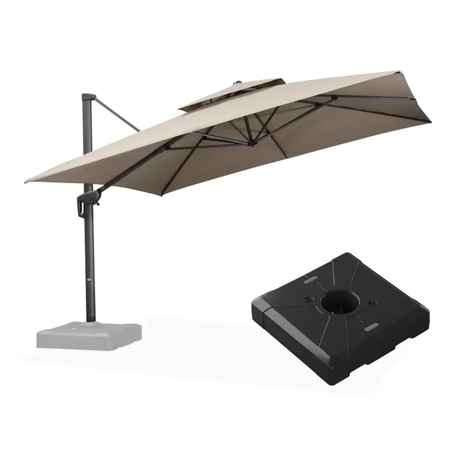 PURPLE LEAF Ombrellone da Giardino a sbalzo , Ombrellone da Esterno con palo Grigio,Rotazione a 360° e 6 livelli di Regolazione dell'altezza ,Con Base