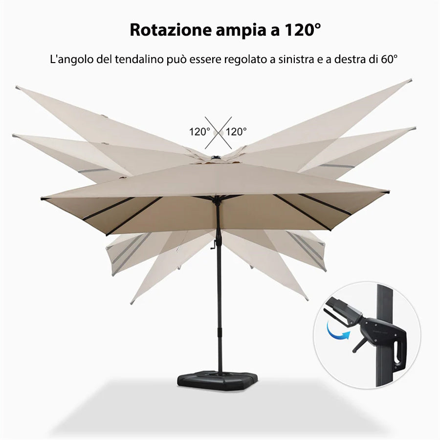 PURPLE LEAF Ombrellone da Giardino Quadrato inclinabile economico ,con Base