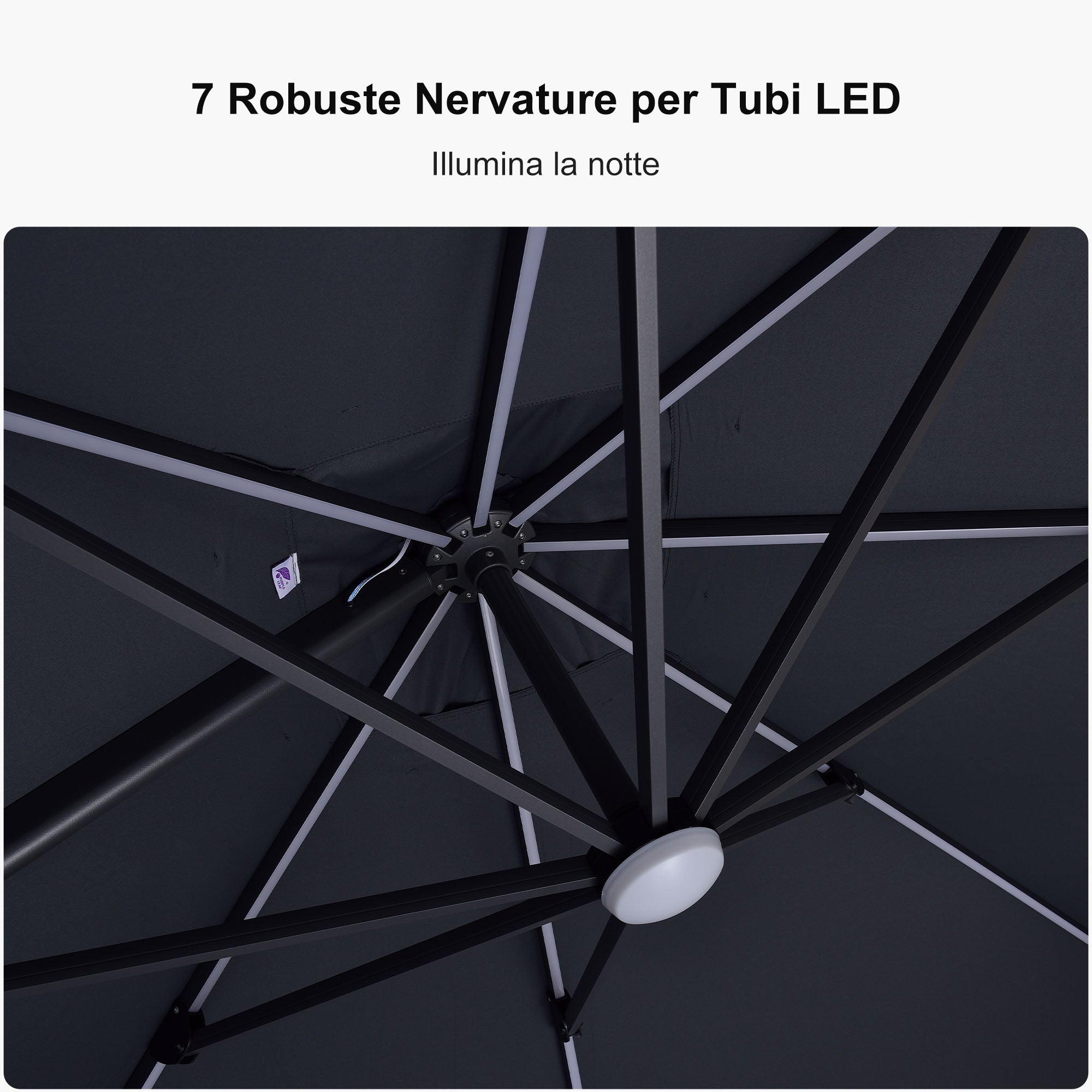 PURPLE LEAF Ombrellone da Giardino Ombrellone Quadrato Girevole con Rotazione a 360 gradi per esterno con luci ,Con Base