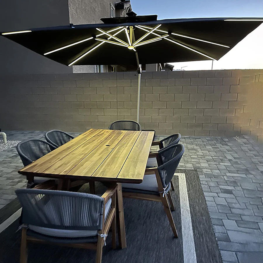 PURPLE LEAF Ombrellone Quadrati da Giardino con Doppio Top e luci