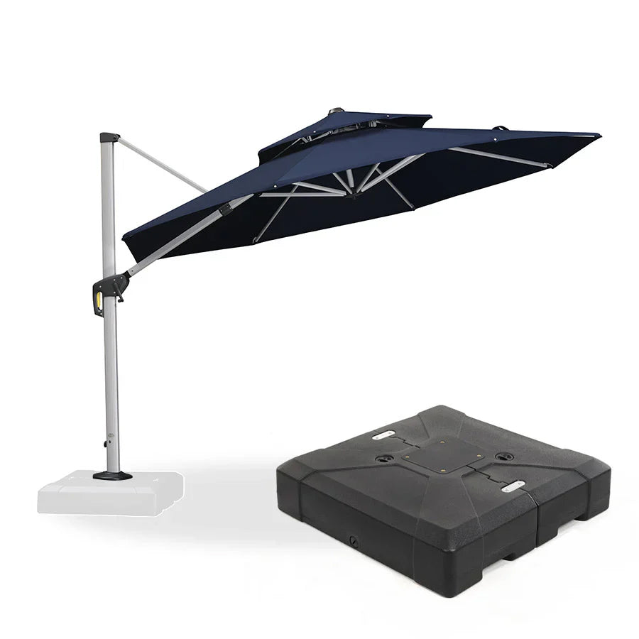 PURPLE LEAF Ombrellone Classico da Giardino Rotondo con Doppia Top e Rotazione a 360 Gradi ,con Base