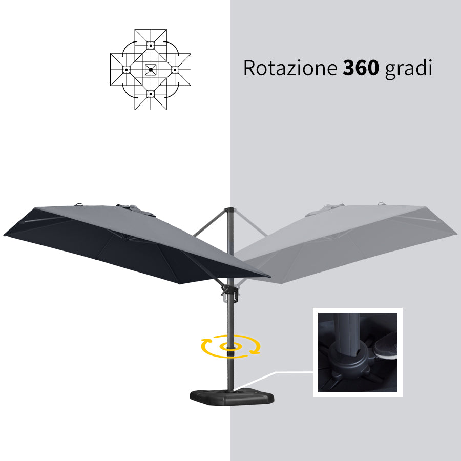 PURPLE LEAF Ombrellone da Giardino Rettangolare inclinabile economico,con Base