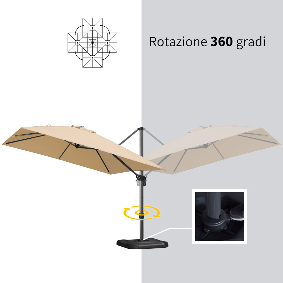 PURPLE LEAF Ombrellone da Giardino Rettangolare inclinabile economico,con Base