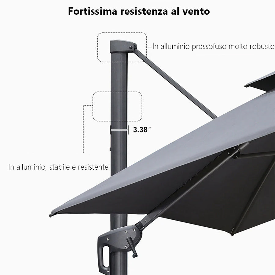 PURPLE LEAF Ombrellone doppio Top Quadrato per Giardino