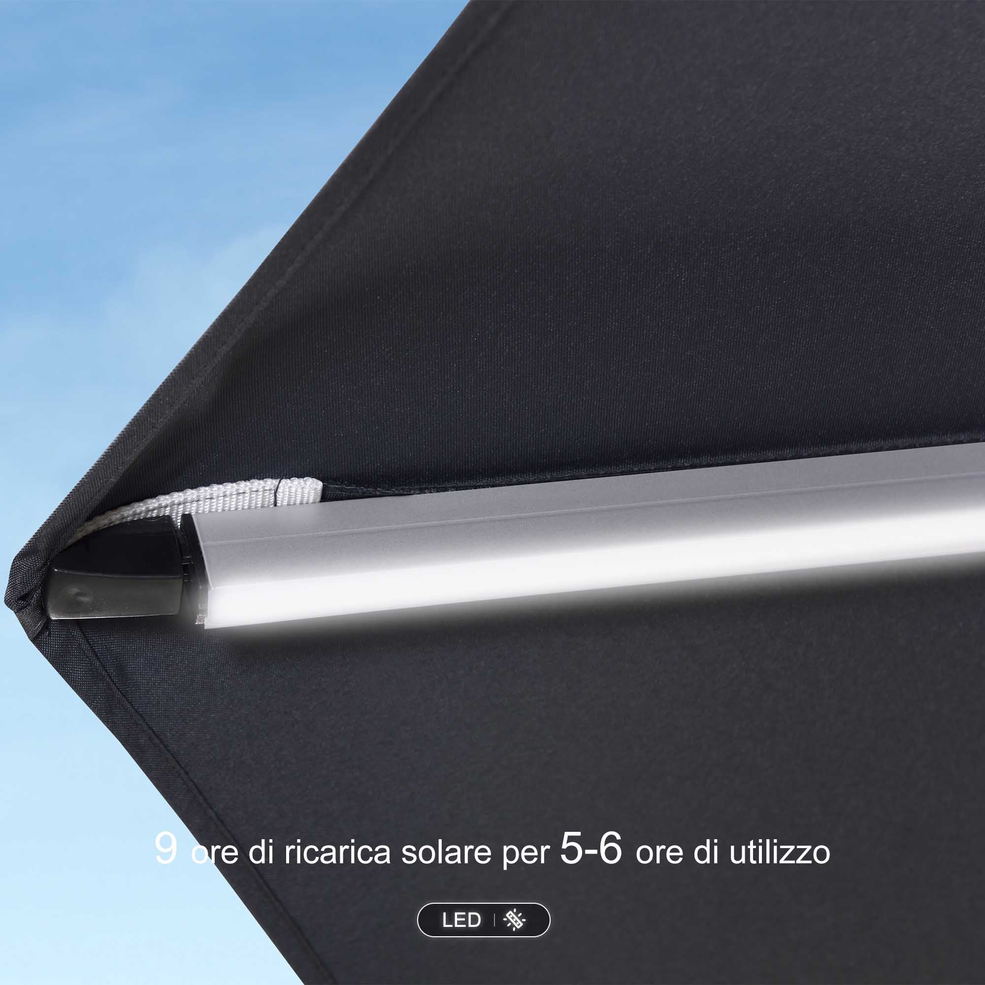 PURPLE LEAF Ombrellone Rotondo da Giardino , Doppio Top e Luci