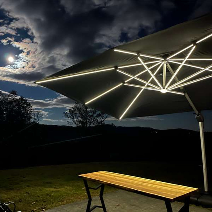 PURPLE LEAF Ombrellone da Giardino Rettangolari con Doppio Top e Luci