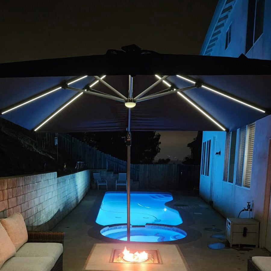 PURPLE LEAF Ombrellone da Giardino Ombrellone Quadrato Girevole con Rotazione a 360 gradi per esterno con luci