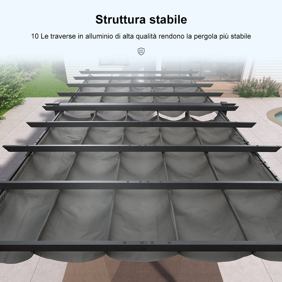 PURPLE LEAF Pergola Alluminio Pergolato da Giardino con Tetto ha Scomparsa Per Giardino Pergolati Terrazzo
