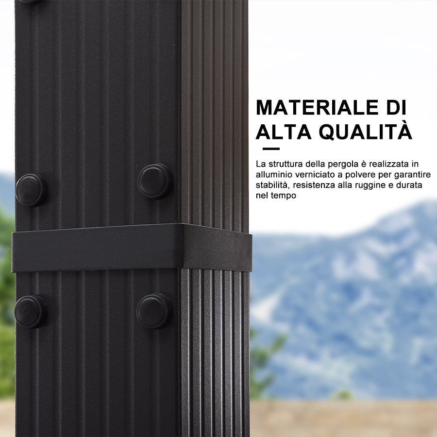 PURPLE LEAF Pergola Alluminio Pergolato da Giardino con Tetto ha Scomparsa Per Giardino Pergolati Terrazzo
