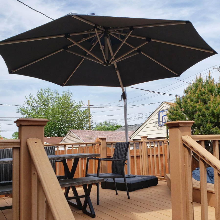 PURPLE LEAF Ombrellone Classico da Giardino Rotondo con Doppia Top e Rotazione a 360 Gradi ,con Base