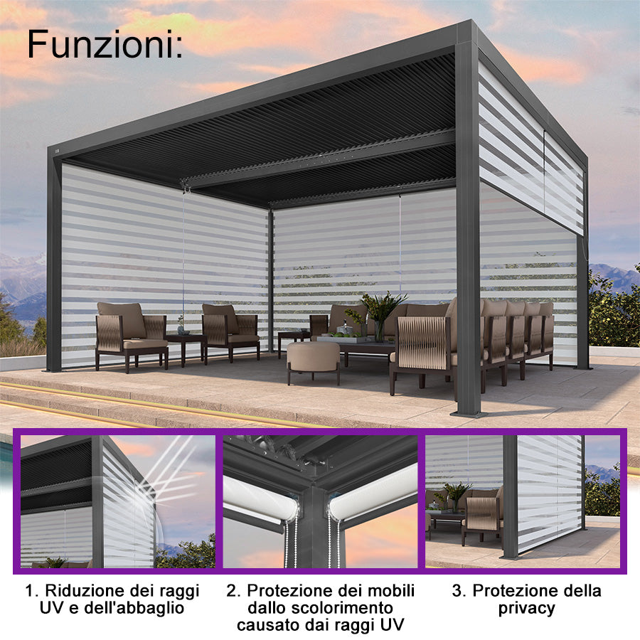 PURPLE LEAF tende avvolgibili per Pergola Bioclimatica isolamento termico protezione UV protezione solare tessuto impermeabile per terrazzo tende laterali