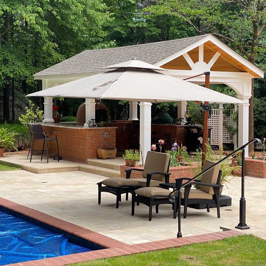 PURPLE LEAF Ombrellone in Alluminio Quadrato Doppio Top in colore legno