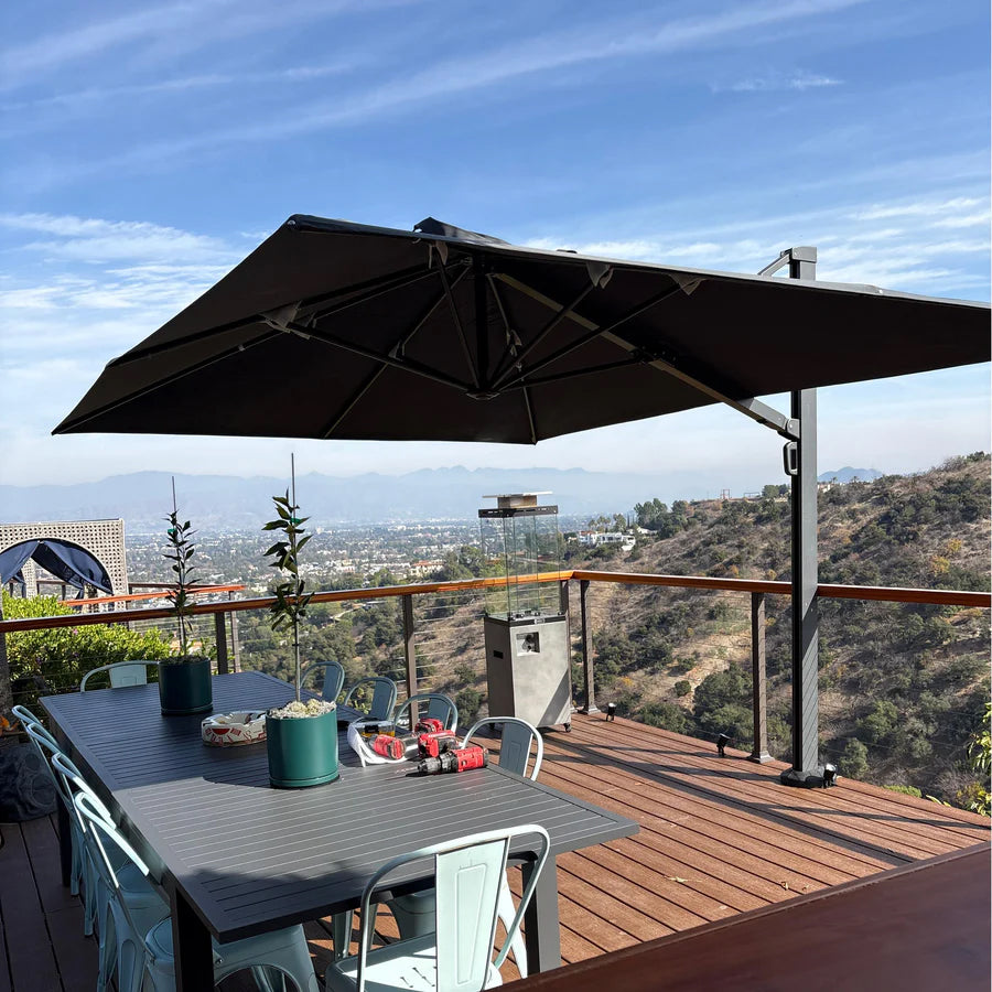 PURPLE LEAF Grande Ombrellone da Giardino in Alluminio,Rotazione a 360° e 5 livelli di Regolazione dell'altezza